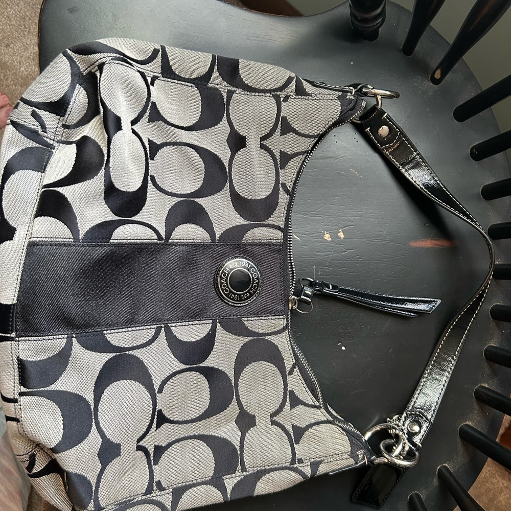 Coach Monogram Black and Gray Shoulder Bag